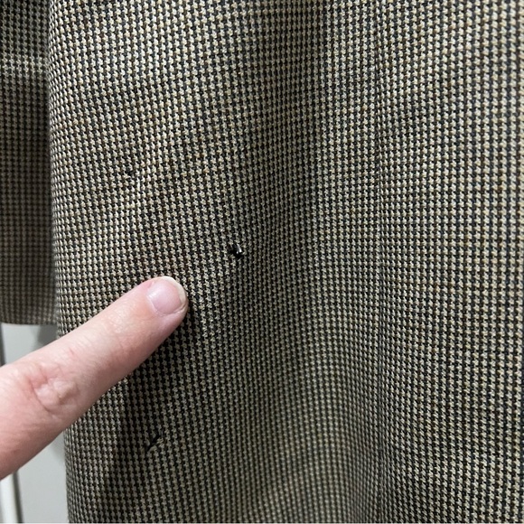 Linea Uomo 3XL Men’s 46 Long Brown Checkered Sport Jacket Blazer Wool FLAW P2 - Picture 9 of 9